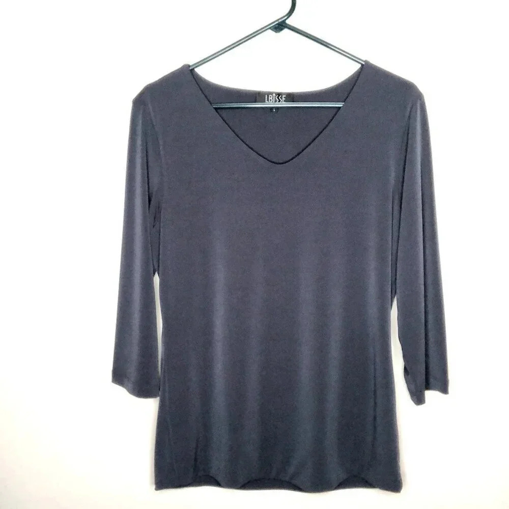 LBISSE V-neck Gray Top Size L